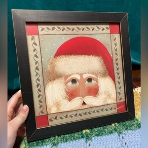 Folk Country Santa Claus Christmas Winter Snow Print Vintage